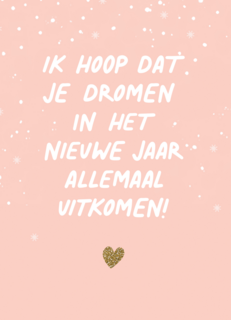 Kerstkaart met quote dromen uitkomen