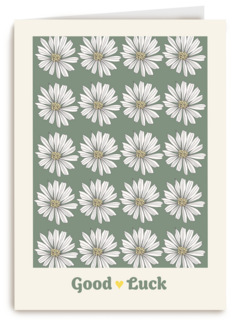 Good luck kaart met witte bloemetjes