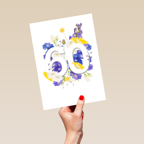Verjaardagskaart vrouw 60 jaar met bloemen