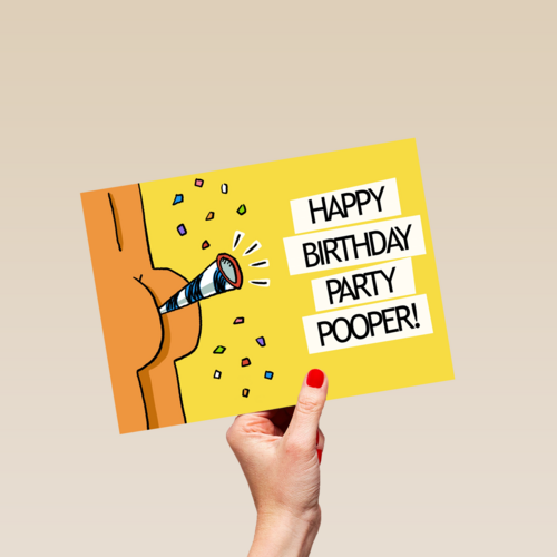 Verjaardagskaart man grappig Happy birthday party pooper
