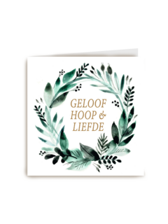 kerstkrans met geloof hoop en liefde