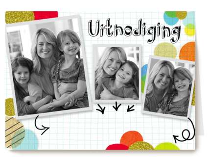 fotokaart uitnodiging drie fotoos