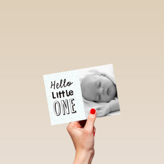 fotokaart hello little one blauw