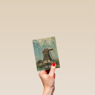 studio art kaart blanco met een nederlandse molen