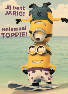 minions Stuart en Dave jij bent jarig helemaal toppie