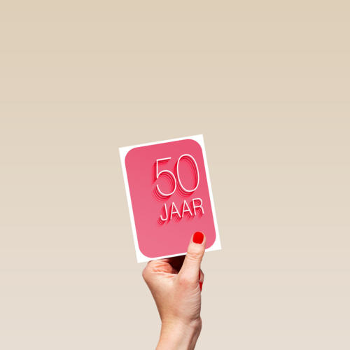 Verjaardagskaart 50 jaar roze rood