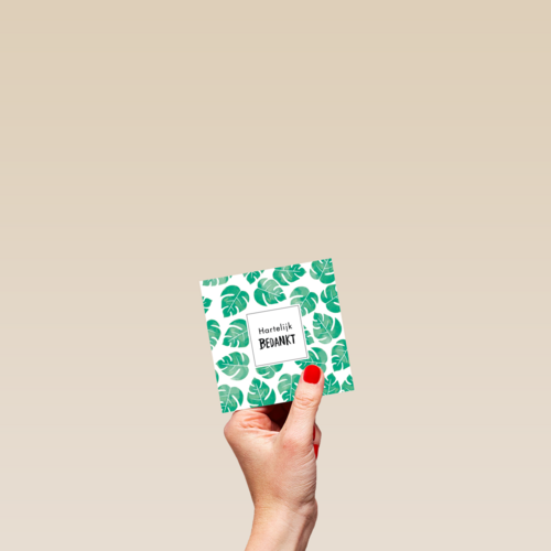 kaart hartelijk bedankt met groene bladeren