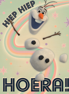 Frozen verjaardagskaart Olaf hiep hiep hoera