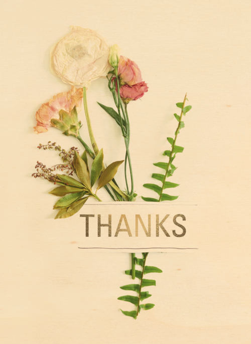 Houten Kaart | Botanical Kaart Thanks Met Een Bloemetje