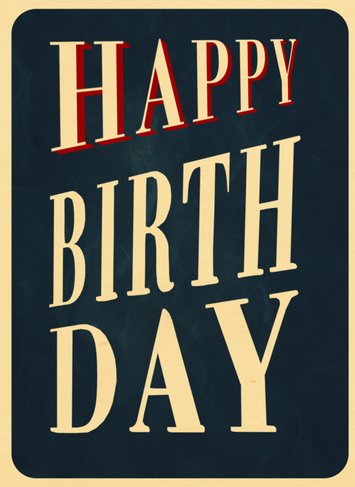 Verjaardagskaart happy birthday blauw