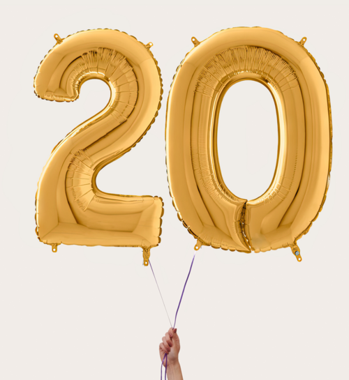 Cijferballon 20 Jaar Goud XL