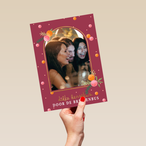 Kerstkaart bourdeaux met fotokader