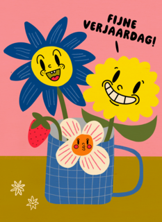 Fijne verjaardag bloemen mok