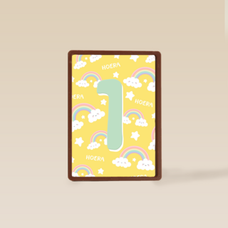 Verjaardagskaart 1 jaar regenboog