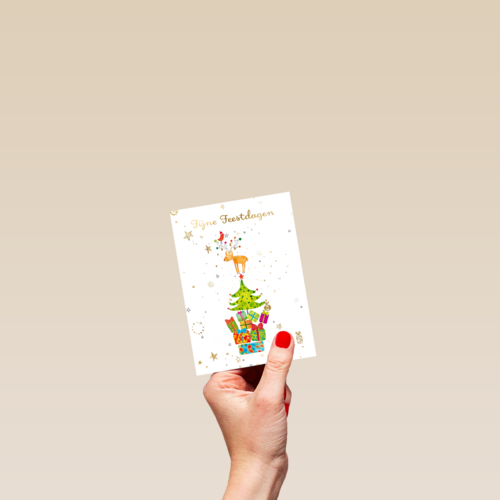 kerstkaart turnowsky rendier kerstboom