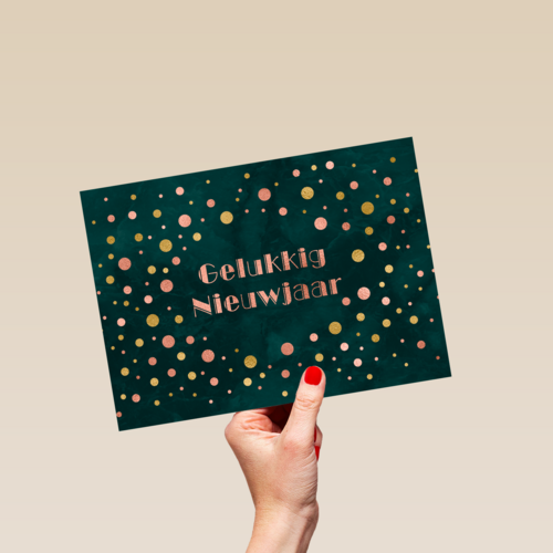 gelukkig nieuwjaar met metalen bolletjes