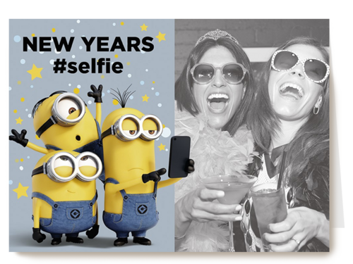 minion new years selfie kaart kerst