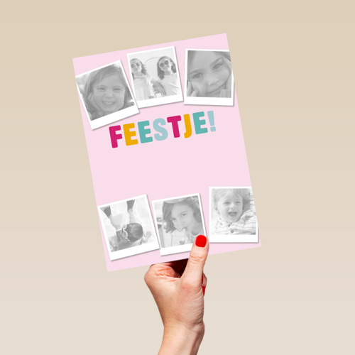 roze uitnodiging kinder feestje meisje
