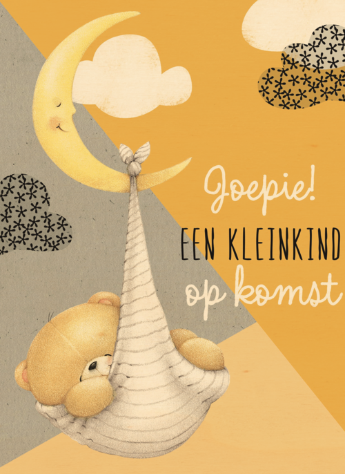 Houten Kaart Zwangerschap Felicitatie | Houten Kaart Hallmark | Zwangerschap Felicitatie | Forever Friends Joepie Een Kleinkind Op Komst