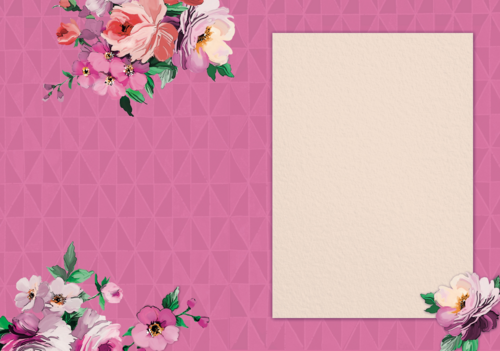 fotokaart staand paars met bloemen