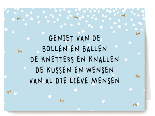 nieuwjaarskaart tekst geniet van de bollen en ballen