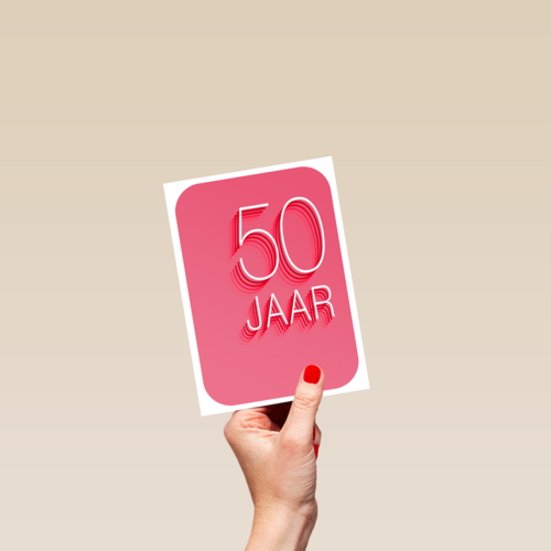 Verjaardagskaart 50 jaar roze rood