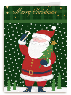 Kerstkaart met kerstman merry christmas