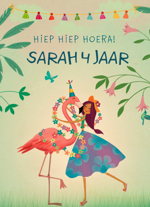 hiep hiep hoera met de flamingo