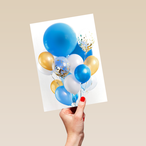 van harte met deze blauwe ballonnen