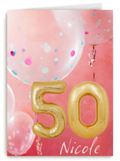 verjaardag kaart leeftijd 50 vrouw ballon