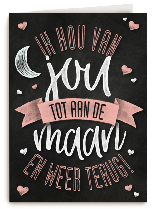 Kaart Hallmark | Liefde Valentijn | Ik Hou Van Jou Tot Aan De Maan En Weer Terug