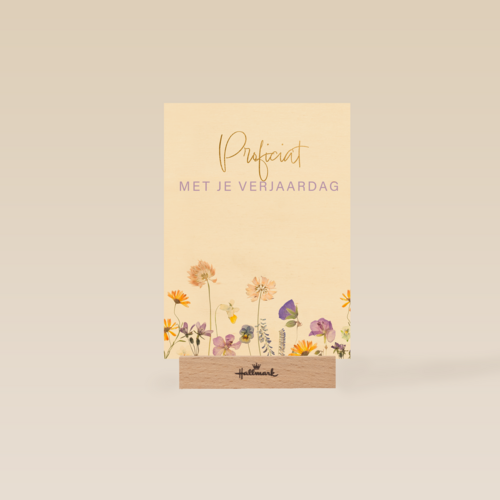 Verjaardagskaart met veldbloemen proficiat