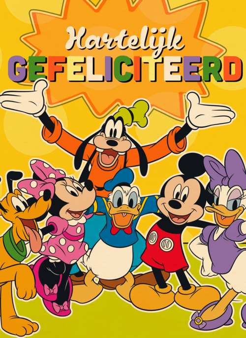 Verjaardagskaart Mickey en vriendjes