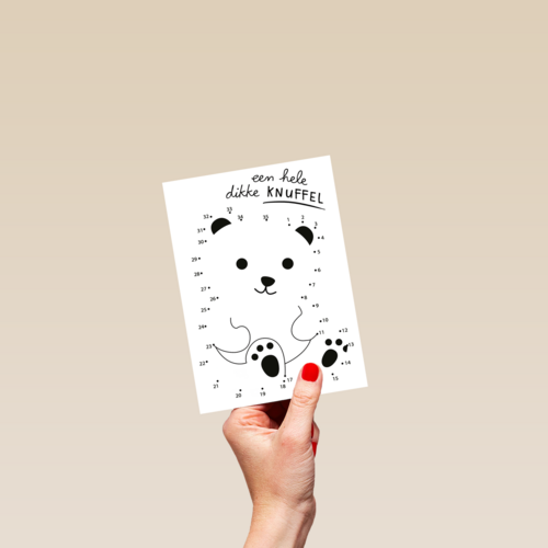 Kaart voor kinderen Een hele dikke knuffel Spelletje