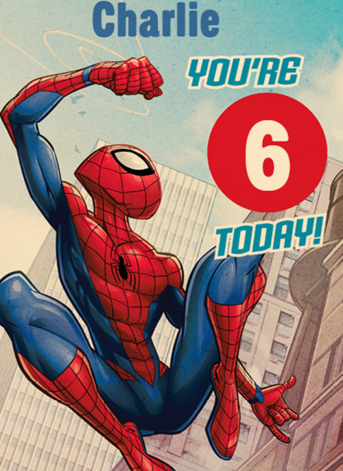 Spiderman verjaardagskaart 6 today