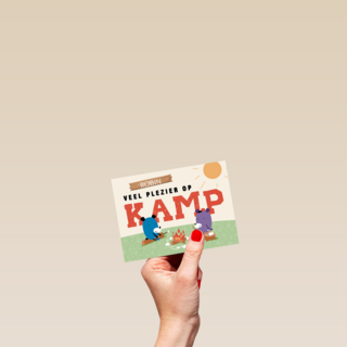 op kamp kaart om je veel plezier te wensen op kamp