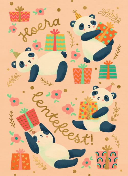 Houten Kaart Lentefeest | Houten Kaart Hallmark | Lentefeest | Lentefeest Pandas