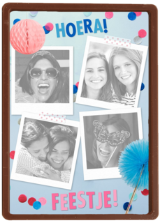 blauw roze hoera feestje kaart met confetti