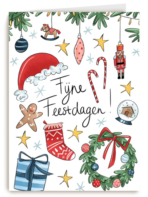 kerstkaart kerst items vrolijk design matia studio
