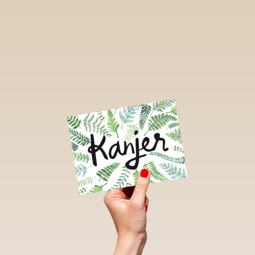 botanical kaart bladeren met het woord kanjer