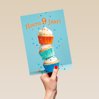 Hoera 9 Jaar cupcakes
