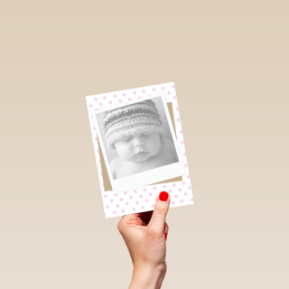 fotokaart staand roze stippen