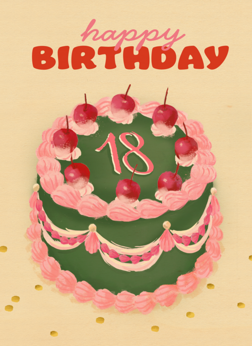 happy birthday cake with 18