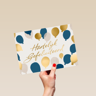 gefeliciteerd kaart gouden ballonnen