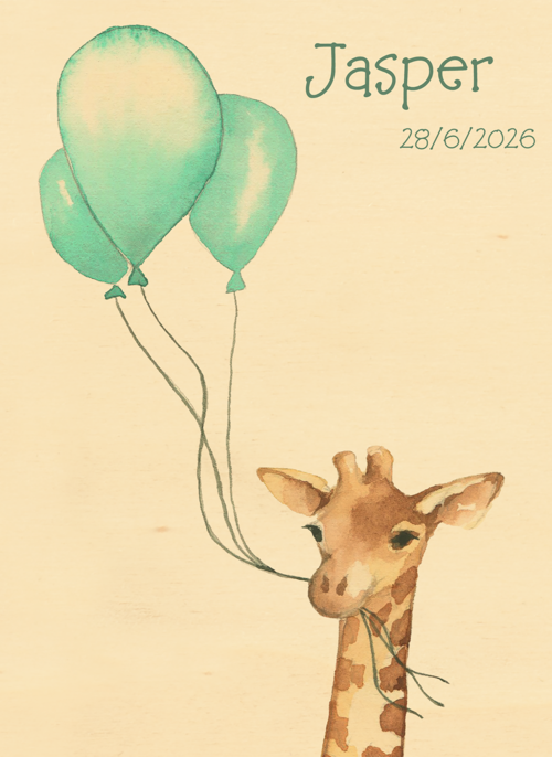 Houten kaart Geboorte felicitatie | Hallmark |  Houten kaart Hallmark | Geboorte felicitatie | Geboorte Kaart Giraffe Roze
