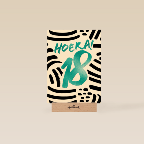 verjaardagskaart hoera groene 18 jongen man
