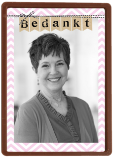 fotokaart bedankt roze rand met streep