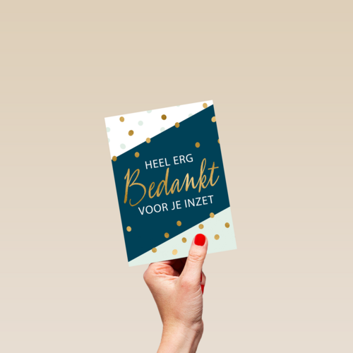 bedanktkaart heel erg bedankt voor je inzet gouden stippen