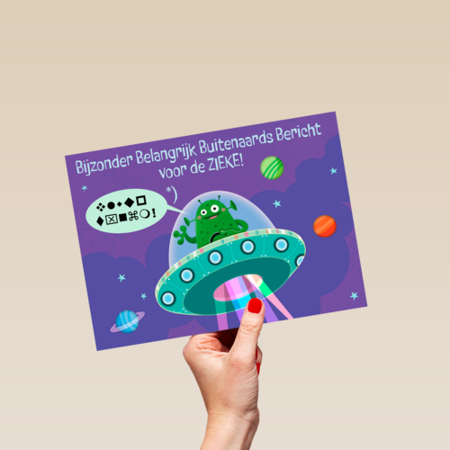 Beterschapskaart kind met ufo