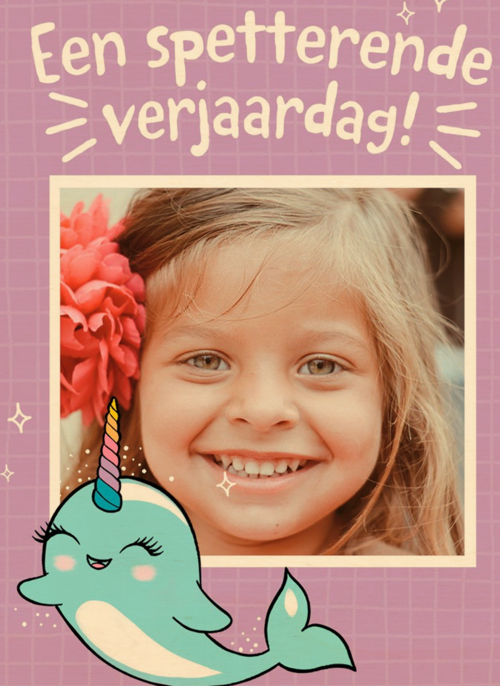 een spetterende narwal verjaardag voor jou